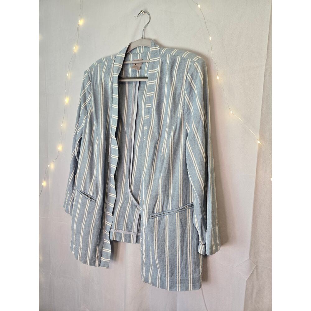 NEW WITHOUT TAGS CHICO'S Blazer Large Petite 12/14 Blue Indigo Stripe - Picture 5 of 15